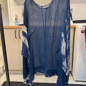 Blue Tie-Dye Sheer Top